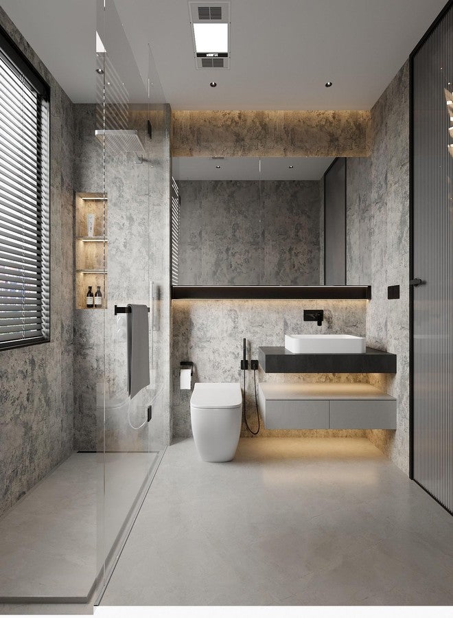 BAYYA Extra Wide Concrete Textured Wallpaper Peel Stick Light Grey Matte Thicken 31.5"x 394" Retro Industrial Style Contact Paper Waterproof Self-Adhesive Cement Wall Sticker Vinyl Wrap - Image 4